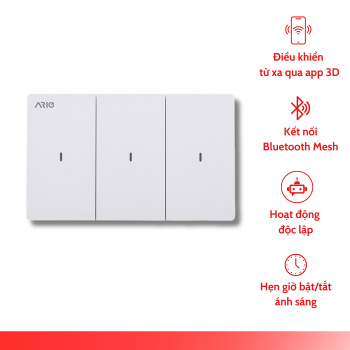 Công tắc thông minh BLE 3 nút Ario chữ nhật